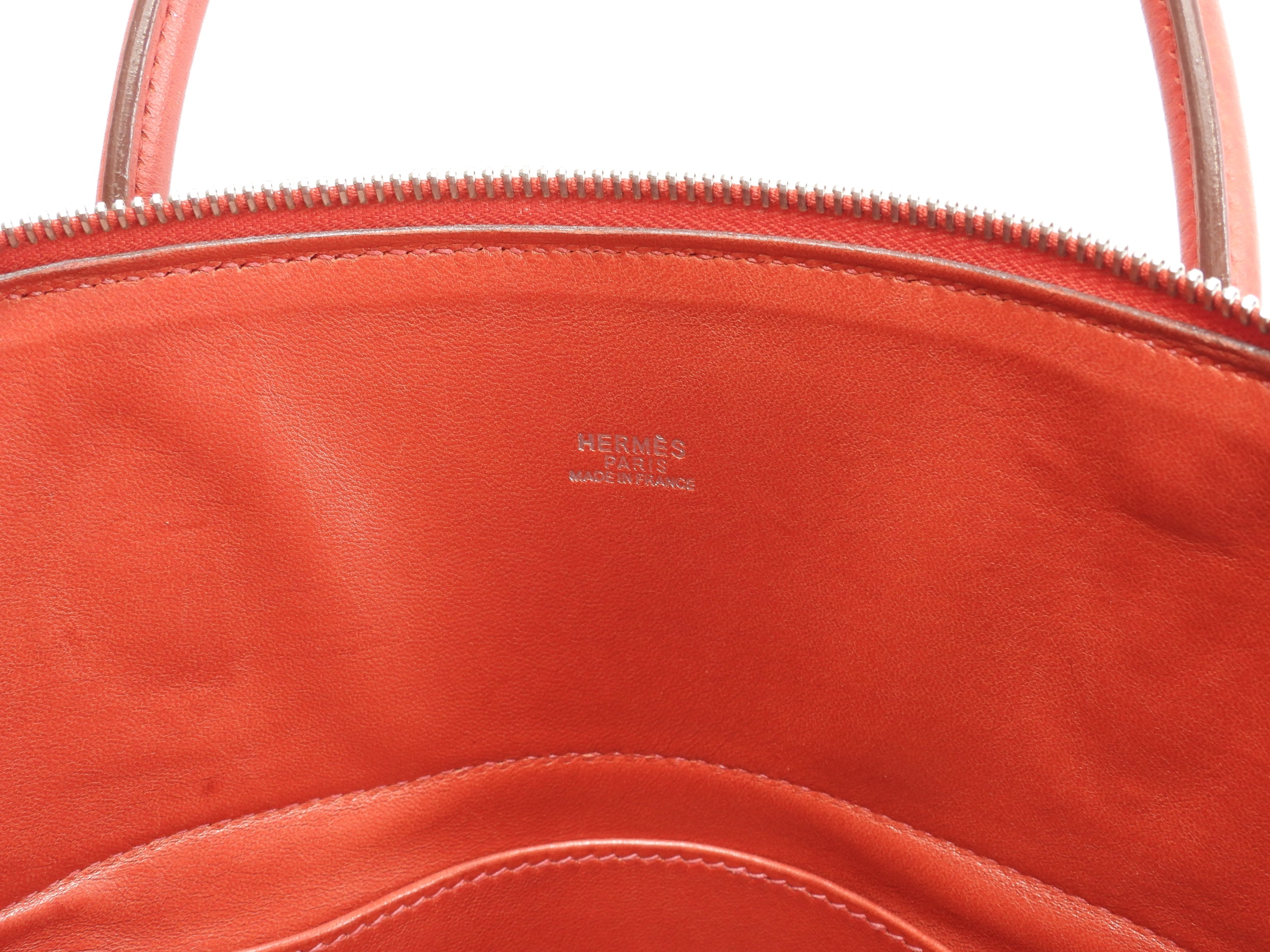 Hermès Bolide 31 Togo rosso, metalleria argentata, con tracolla, condizioni eccellenti @□H