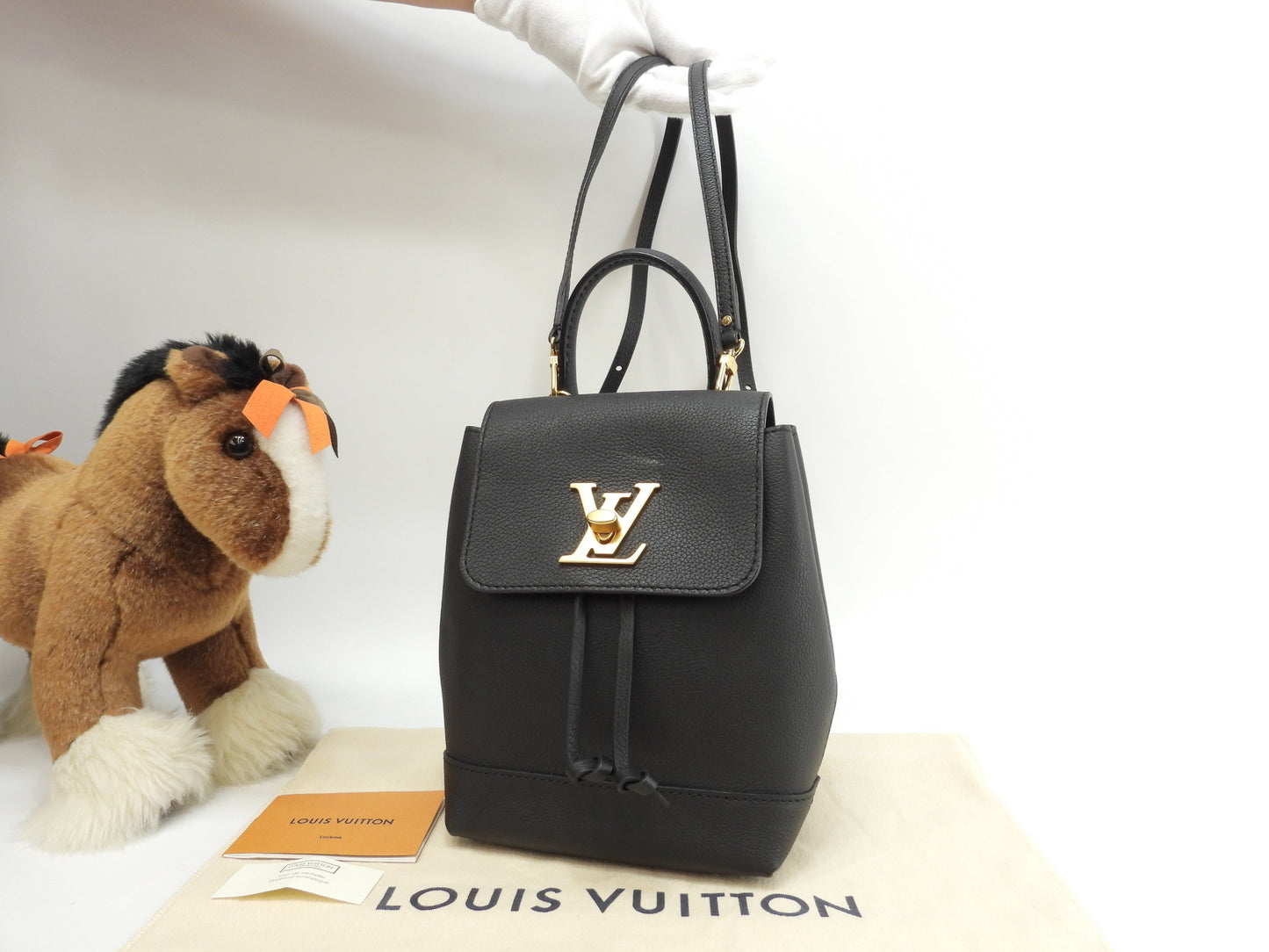 Louis Vuitton Lockme Mini M54573, full leather nero, pochette, zaino, pari al nuovo @DU0168 2