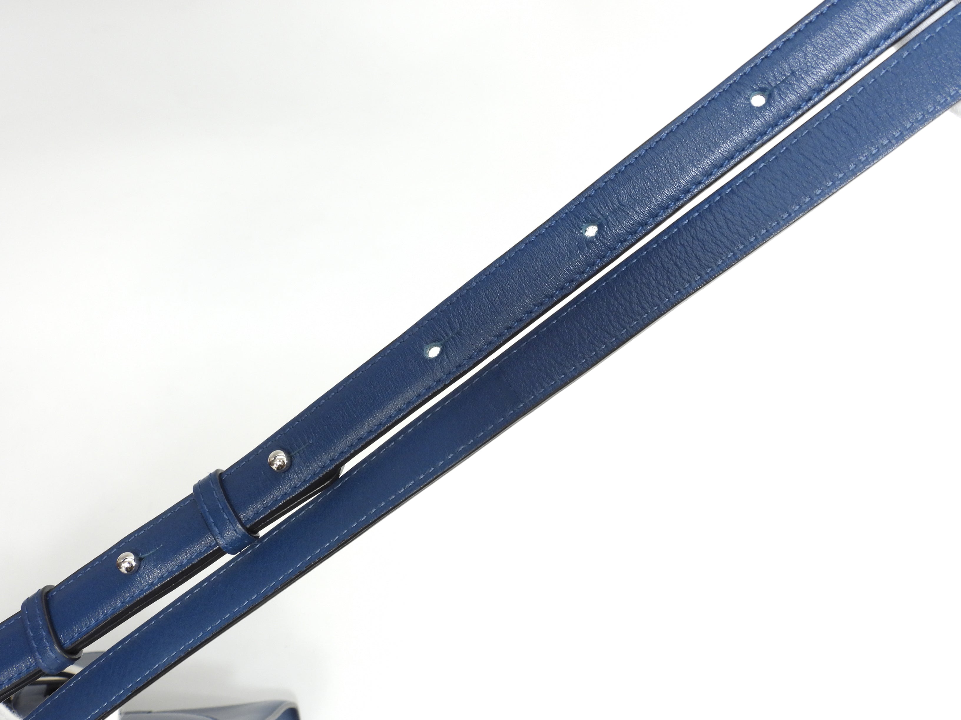 デルヴォー ブリヨンミニ レザー濃青 シルバー金具 ハンドバッグ ポシェット クロスボディ@ 1