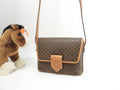Celine Pochette Triomphe Macadam Marrone Borsa a Tracolla con Logo sul Risvolto @F/10