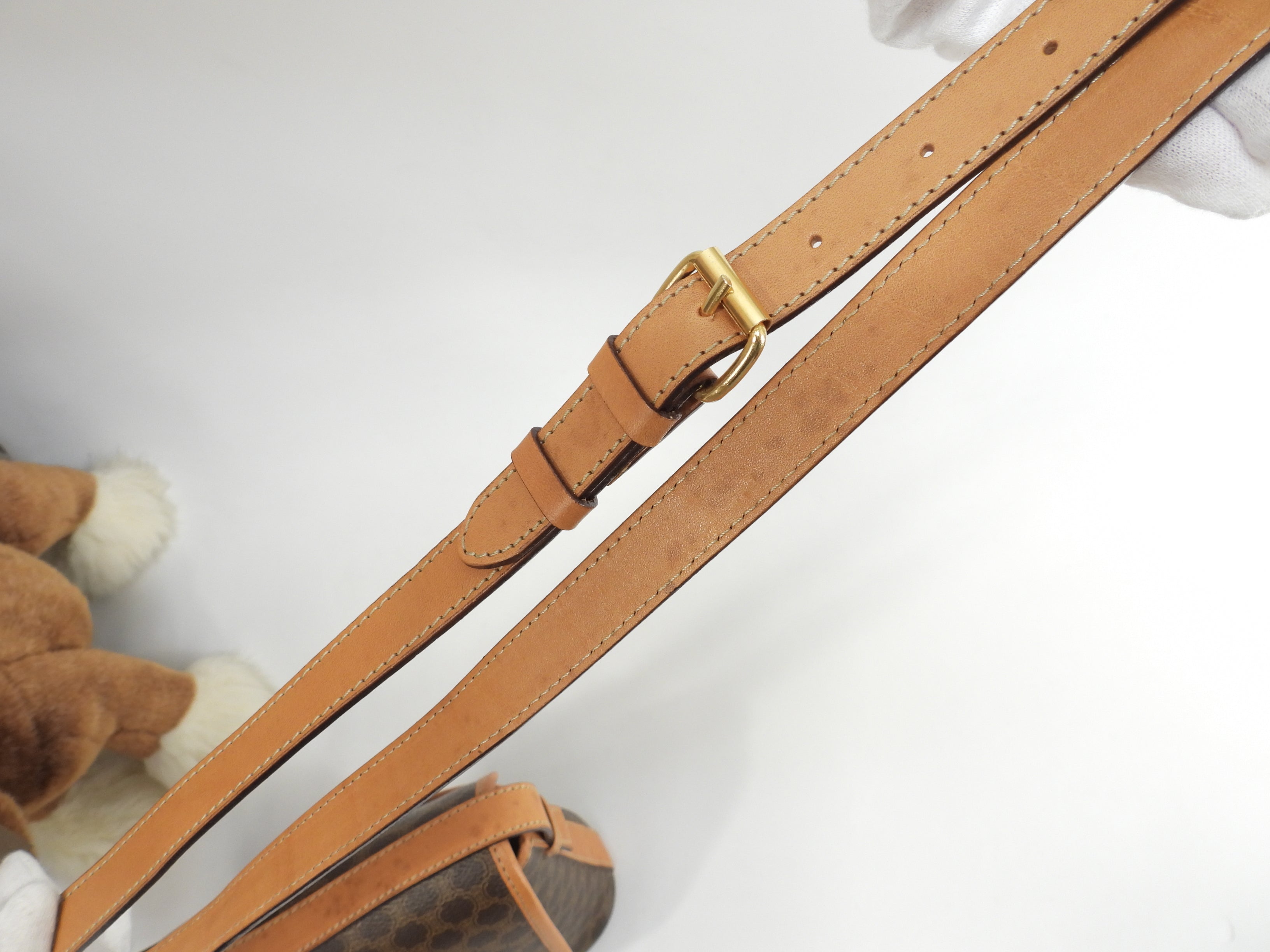 Celine Pochette Triomphe Macadam Marrone Borsa a Tracolla con Logo sul Risvolto @F/10