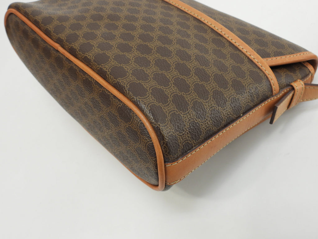 Celine Pochette Triomphe Macadam Marrone Borsa a Tracolla con Logo sul Risvolto @F/10