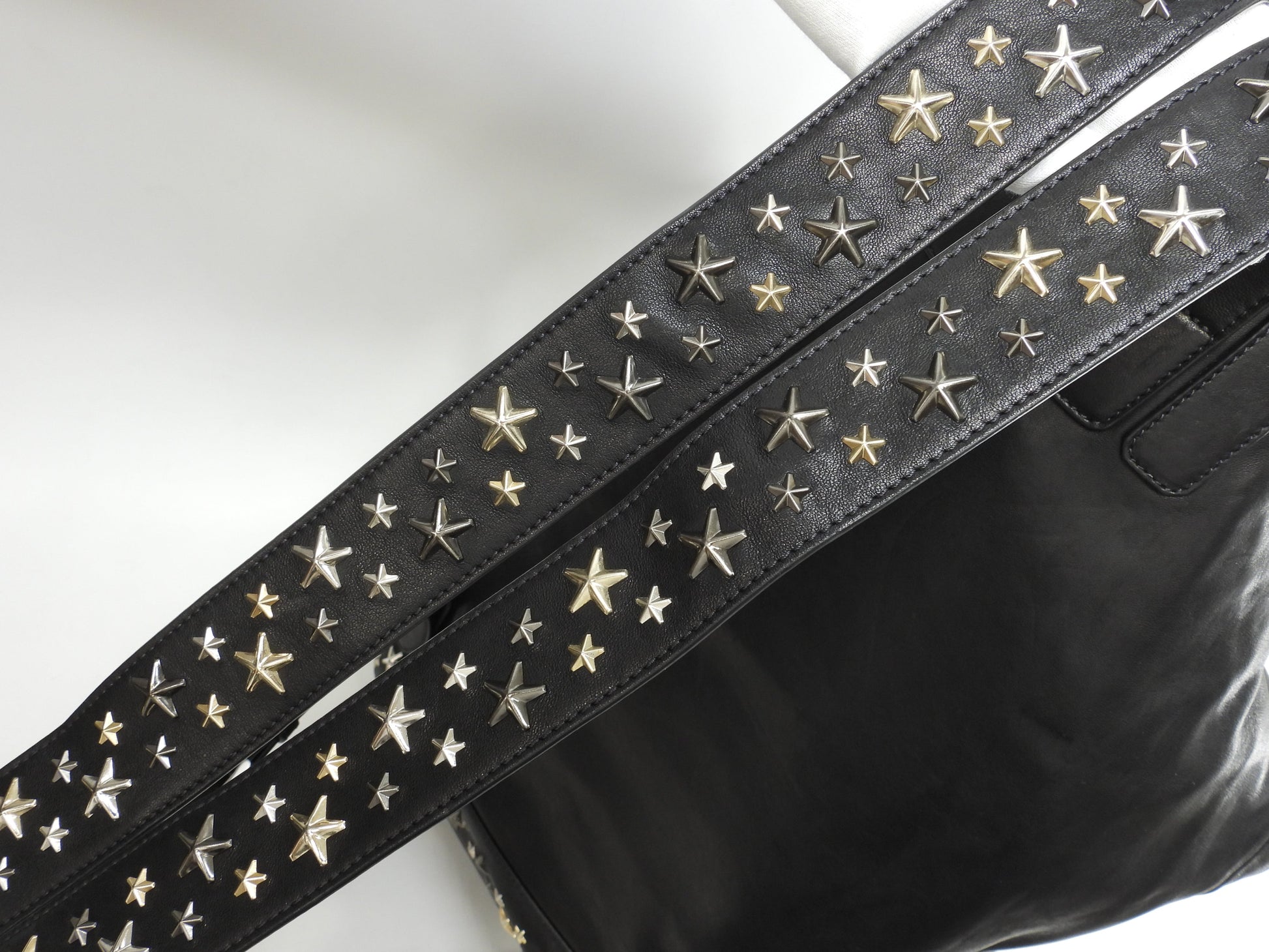 ジミーチュウ フィッツロイ 星スタッズ レザー黒 バックパック リュックサック 極美品@8RQRGF