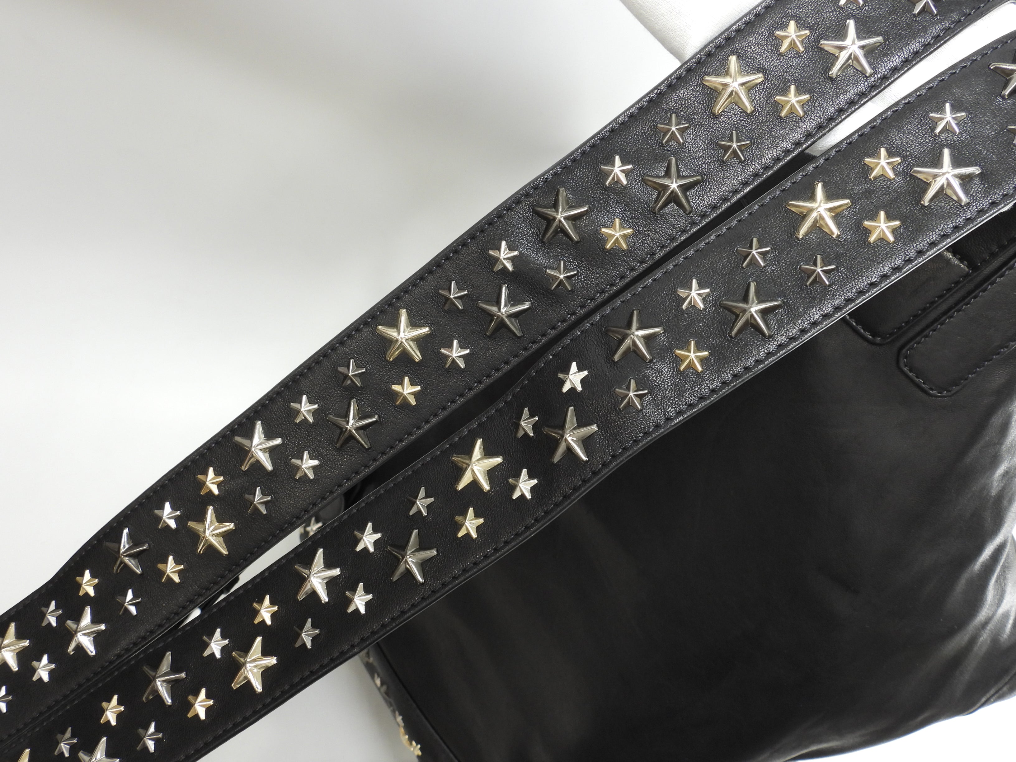 ジミーチュウ フィッツロイ 星スタッズ レザー黒 バックパック リュックサック 極美品@8RQRGF
