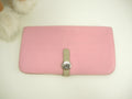 Hermès Dogon Long Portafoglio lungo a 2 ante in pelle Taurillon Uno Pink/Gris Tourterelle @□M 3