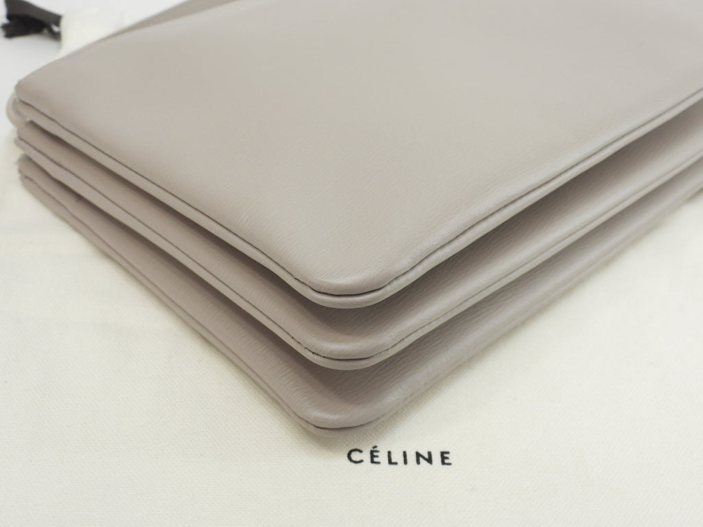 Celine Trio Large Pochette in pelle goffrata grigio chiaro, borsa a tracolla @S-GA-4187