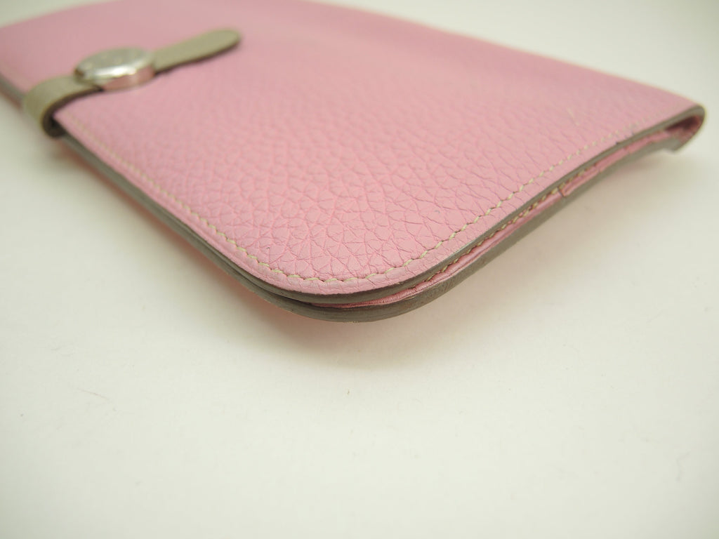 Hermès Dogon Long Portafoglio lungo a 2 ante in pelle Taurillon Uno Pink/Gris Tourterelle @□M 3