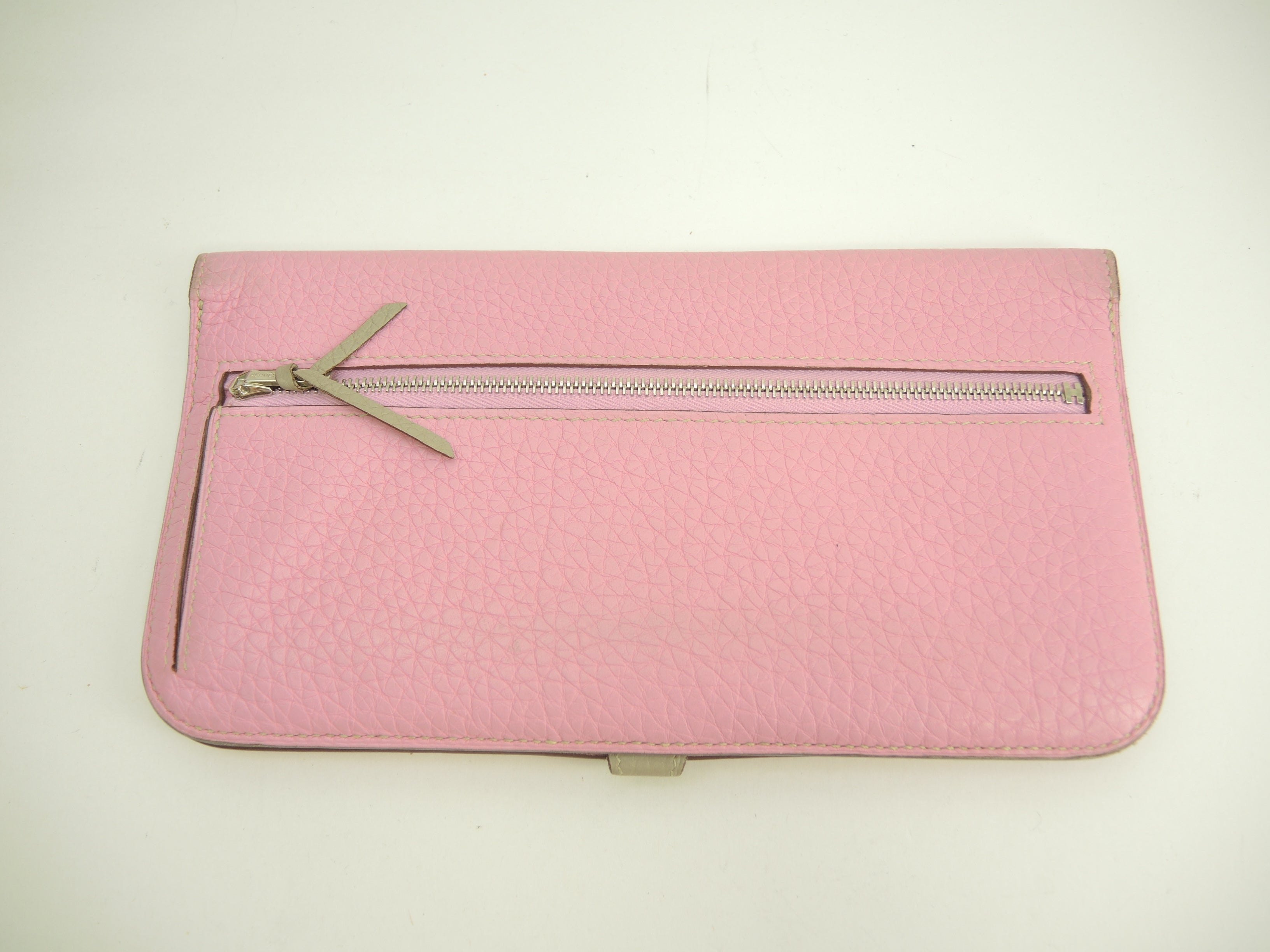 Hermès Dogon Long Portafoglio lungo a 2 ante in pelle Taurillon Uno Pink/Gris Tourterelle @□M 3