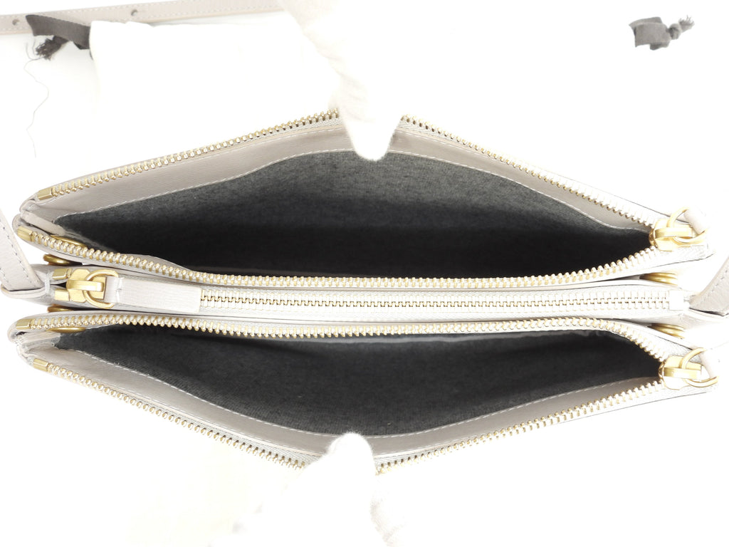 Celine Trio Large Pochette in pelle goffrata grigio chiaro, borsa a tracolla @S-GA-4187