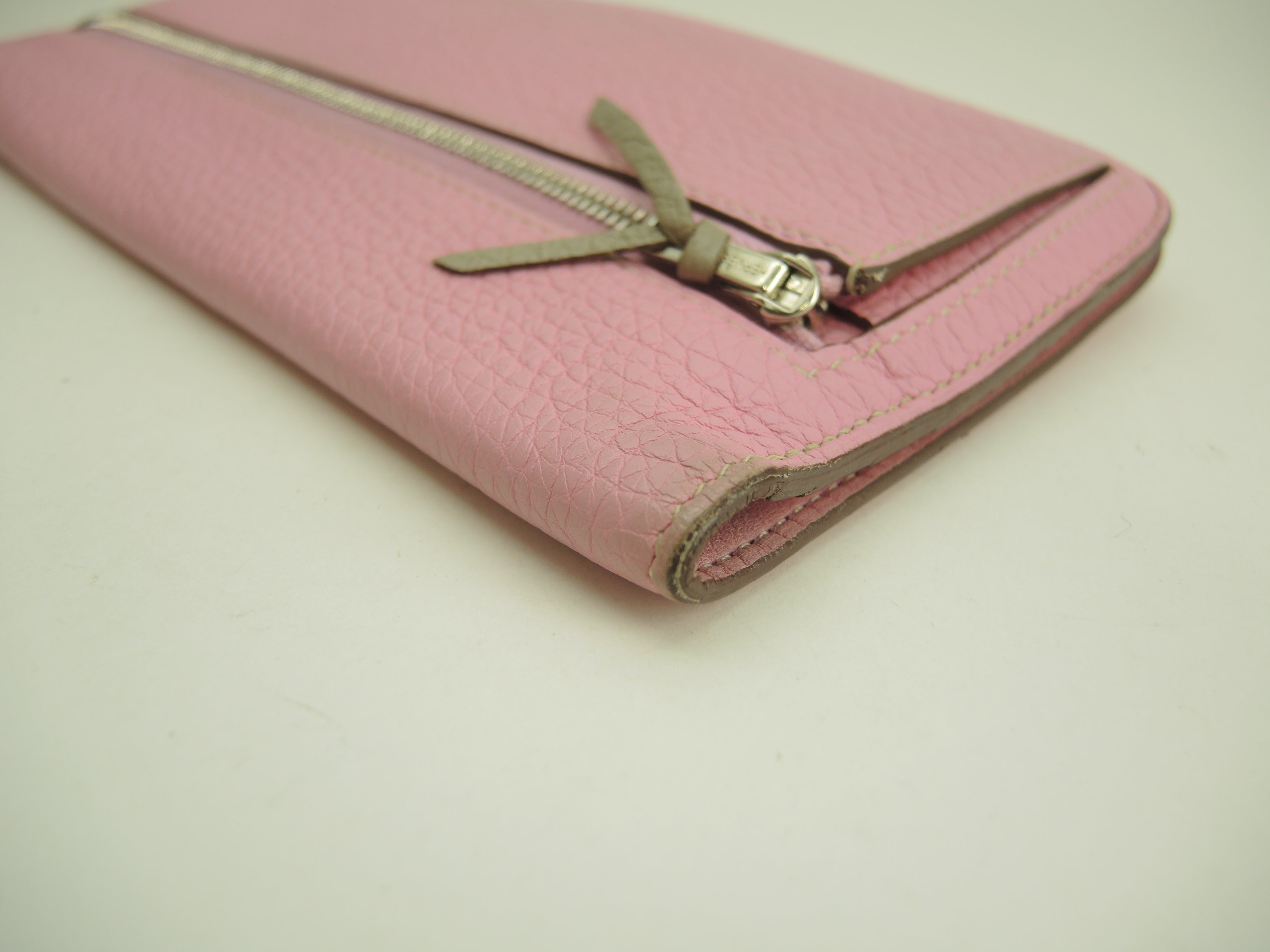 Hermès Dogon Long Portafoglio lungo a 2 ante in pelle Taurillon Uno Pink/Gris Tourterelle @□M 3