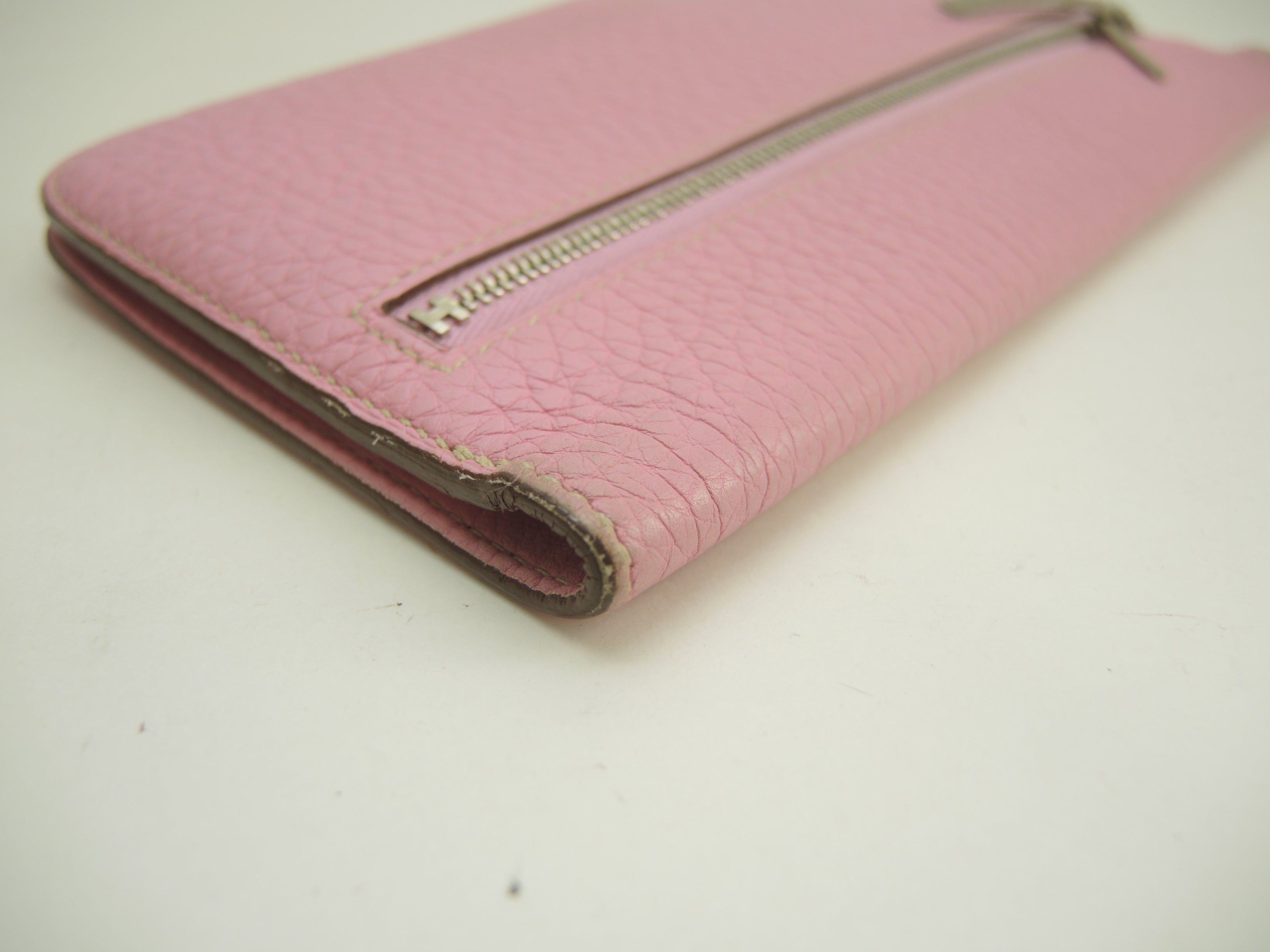 Hermès Dogon Long Portafoglio lungo a 2 ante in pelle Taurillon Uno Pink/Gris Tourterelle @□M 3