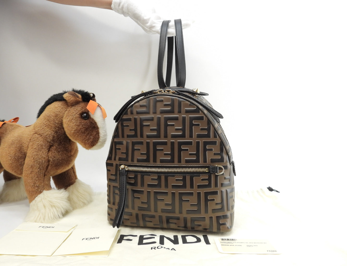 Fendi Zaino S motivo FF pelle marrone/nero borsa a tracolla ottime condizioni@ 20