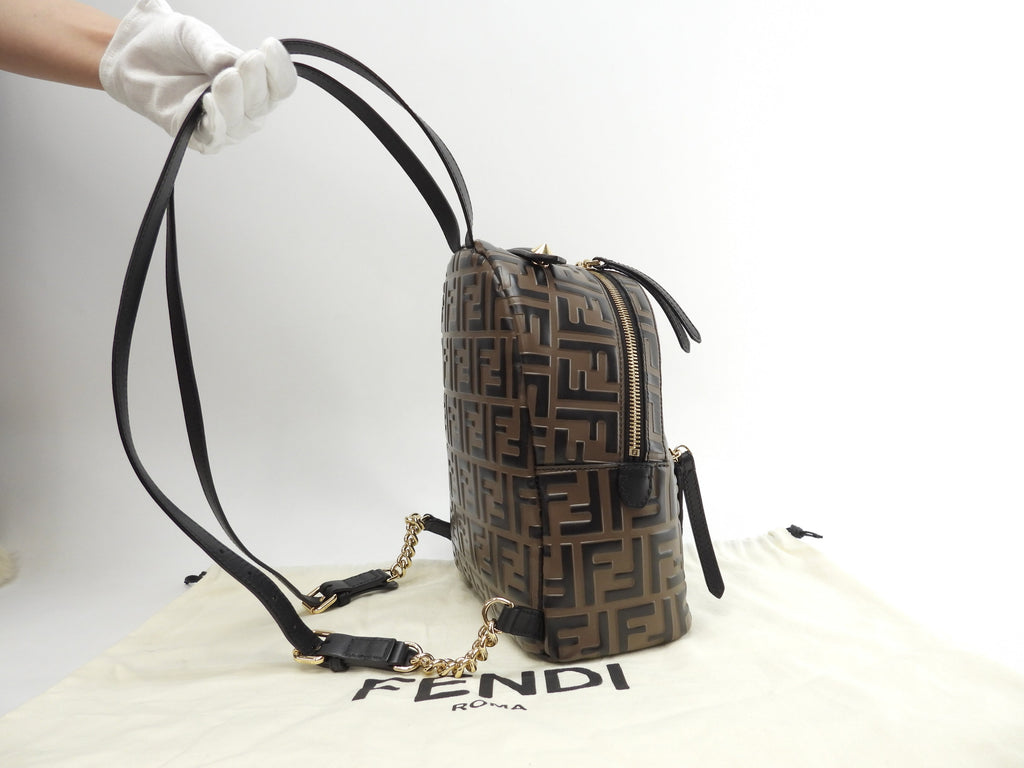 Fendi Zaino S motivo FF pelle marrone/nero borsa a tracolla ottime condizioni@ 20