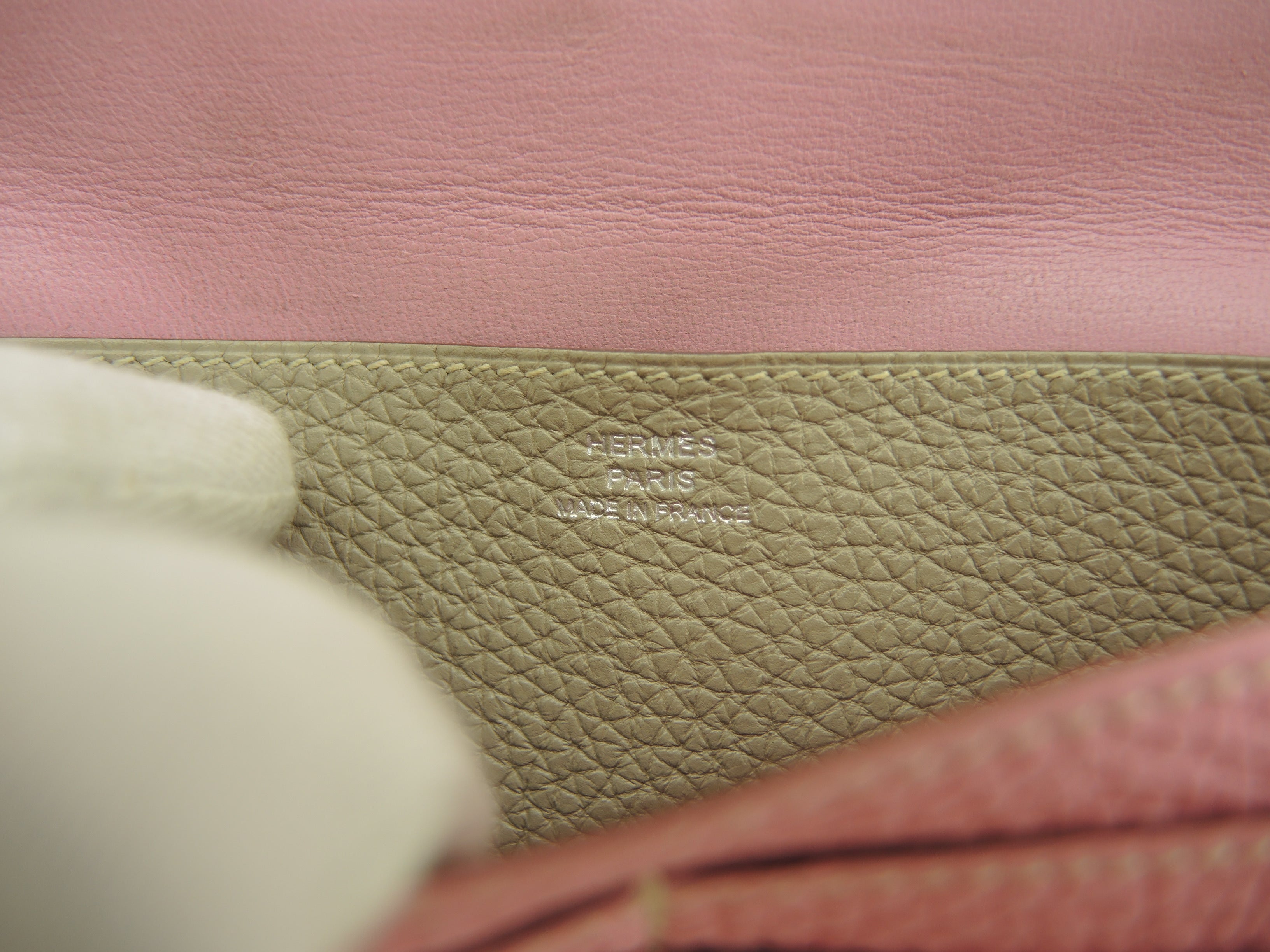 Hermès Dogon Long Portafoglio lungo a 2 ante in pelle Taurillon Uno Pink/Gris Tourterelle @□M 3