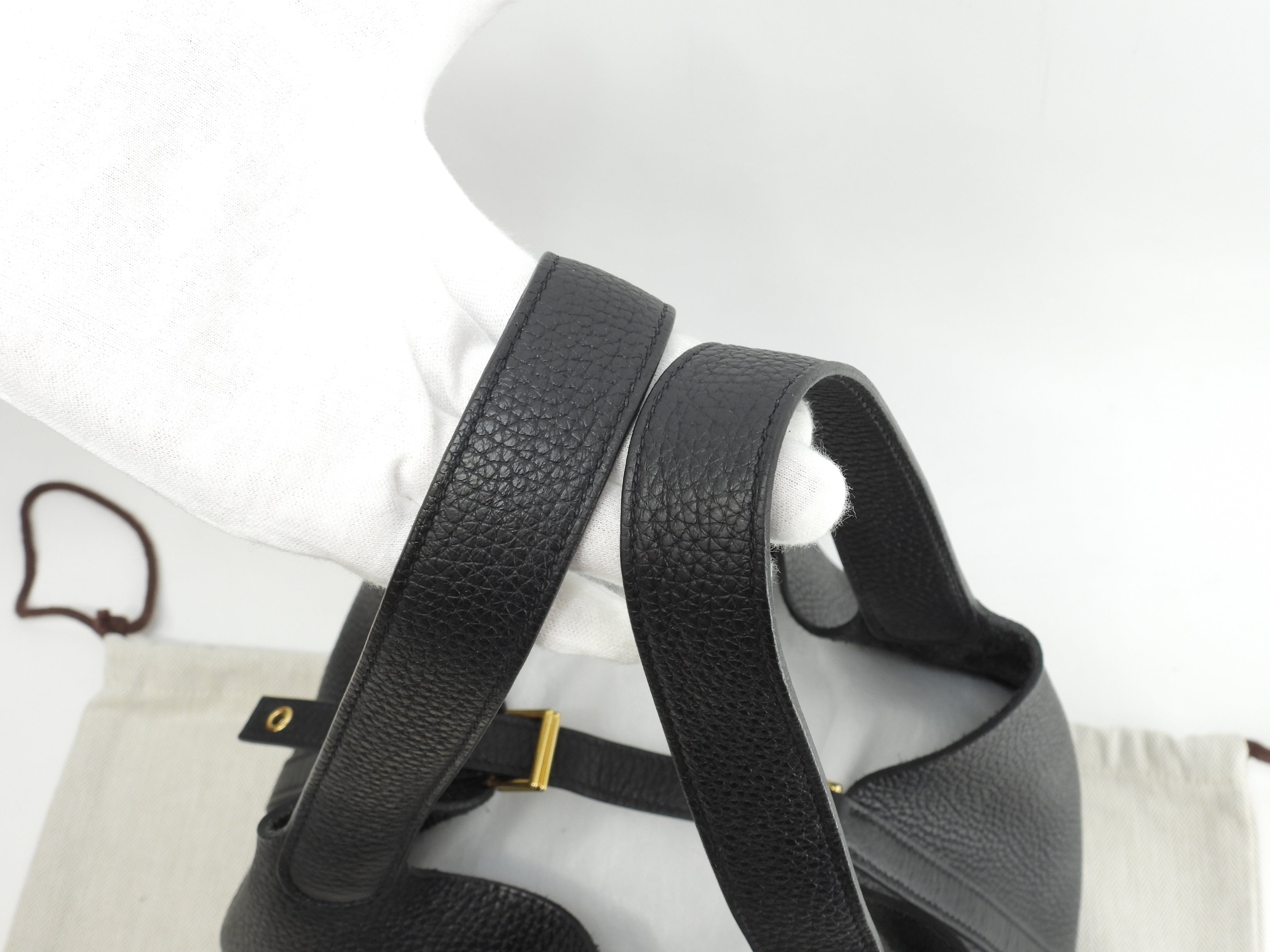 エルメス ピコタンロックMM トリヨンクレマンス 黒 ハンドバッグ ゴールド金具 美品@Y