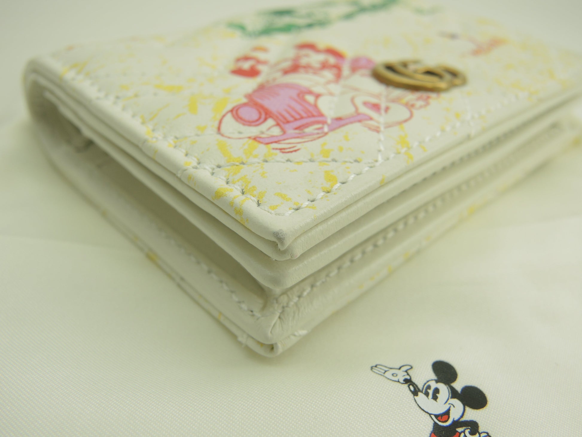 グッチ 2折財布 ミッキーマウス レザー白 ディズニーコラボ ミニウォレット 美品@ 13