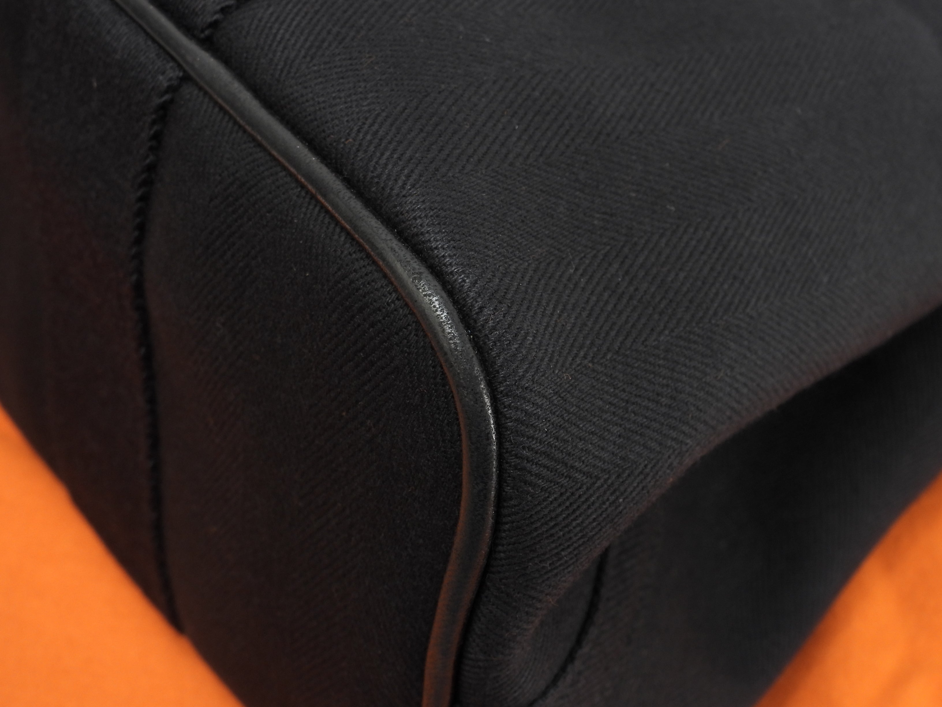 Hermès Valparaiso PM cotone/pelle nero borsa tote borsa a mano ottime condizioni@ 58