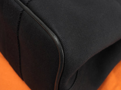 Hermès Valparaiso PM cotone/pelle nero borsa tote borsa a mano ottime condizioni@ 58