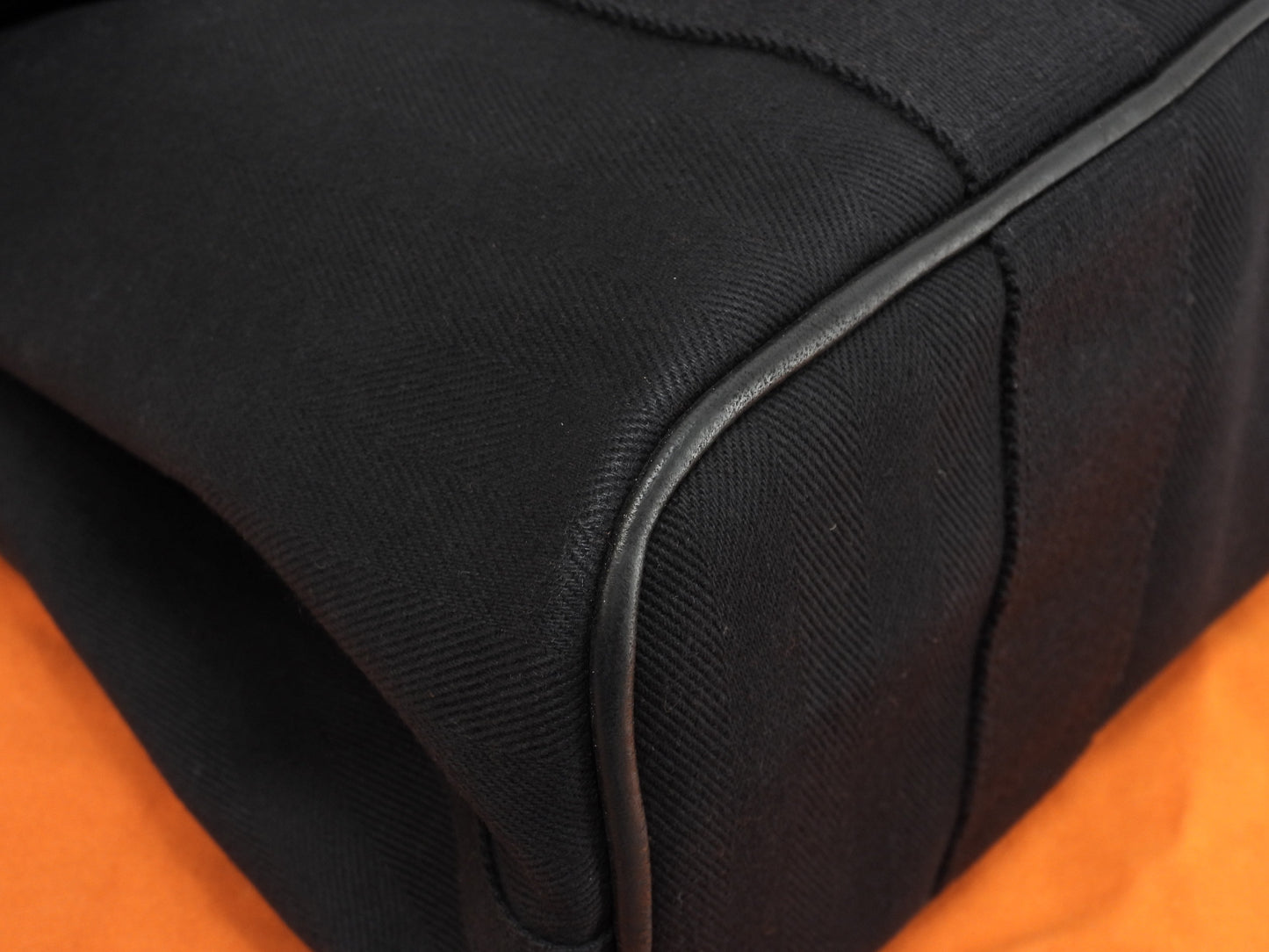 Hermès Valparaiso PM cotone/pelle nero borsa tote borsa a mano ottime condizioni@ 58