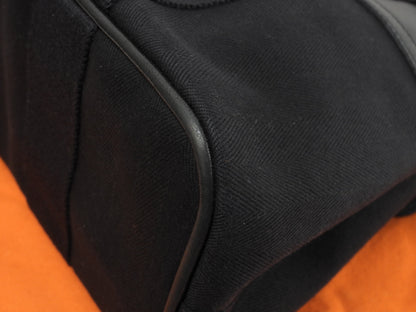 Hermès Valparaiso PM cotone/pelle nero borsa tote borsa a mano ottime condizioni@ 58
