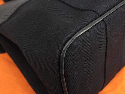 Hermès Valparaiso PM cotone/pelle nero borsa tote borsa a mano ottime condizioni@ 58