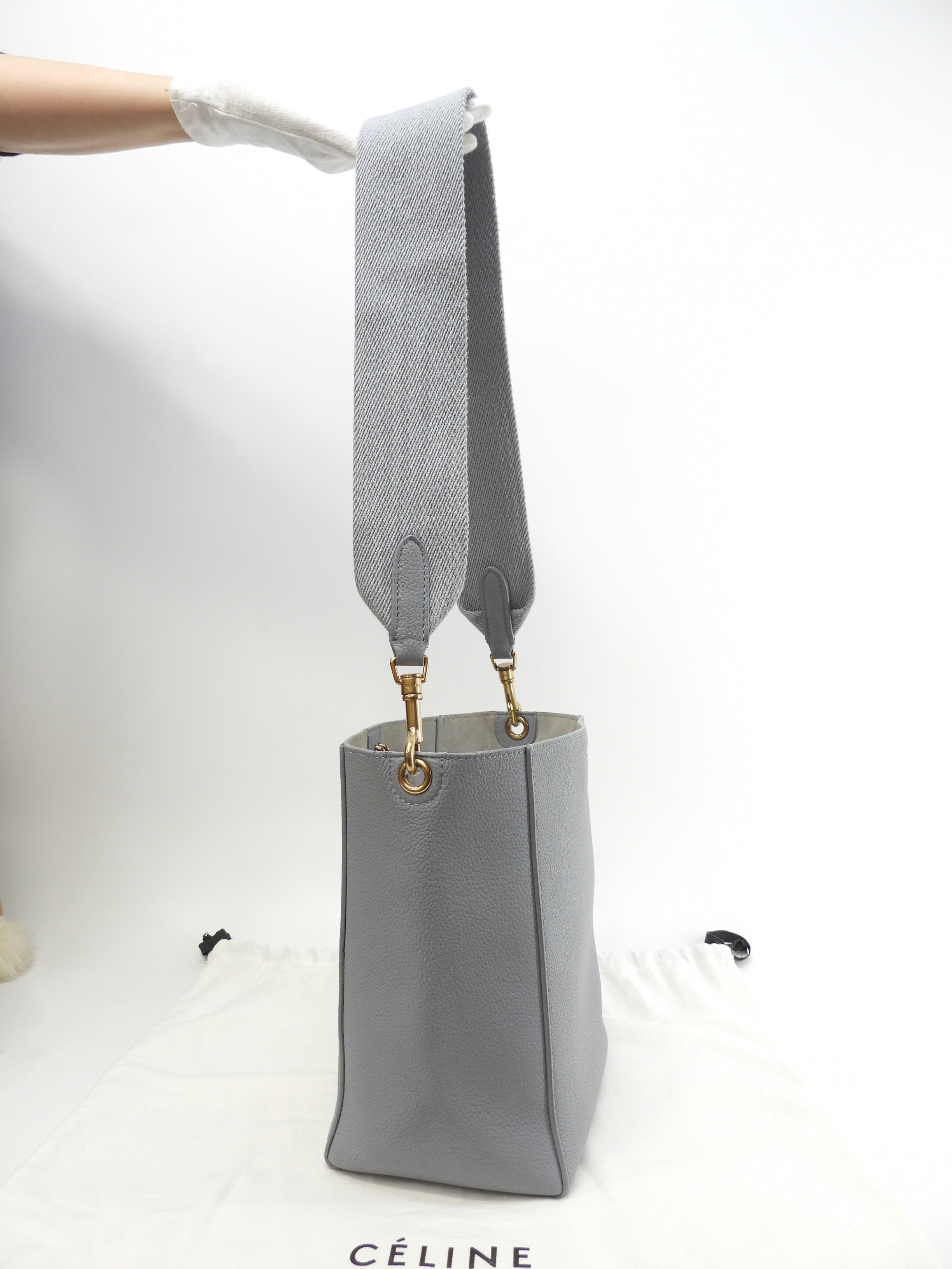 Celine Sangle Bucket Small in pelle azzurra, tracolla @U-SL-5116