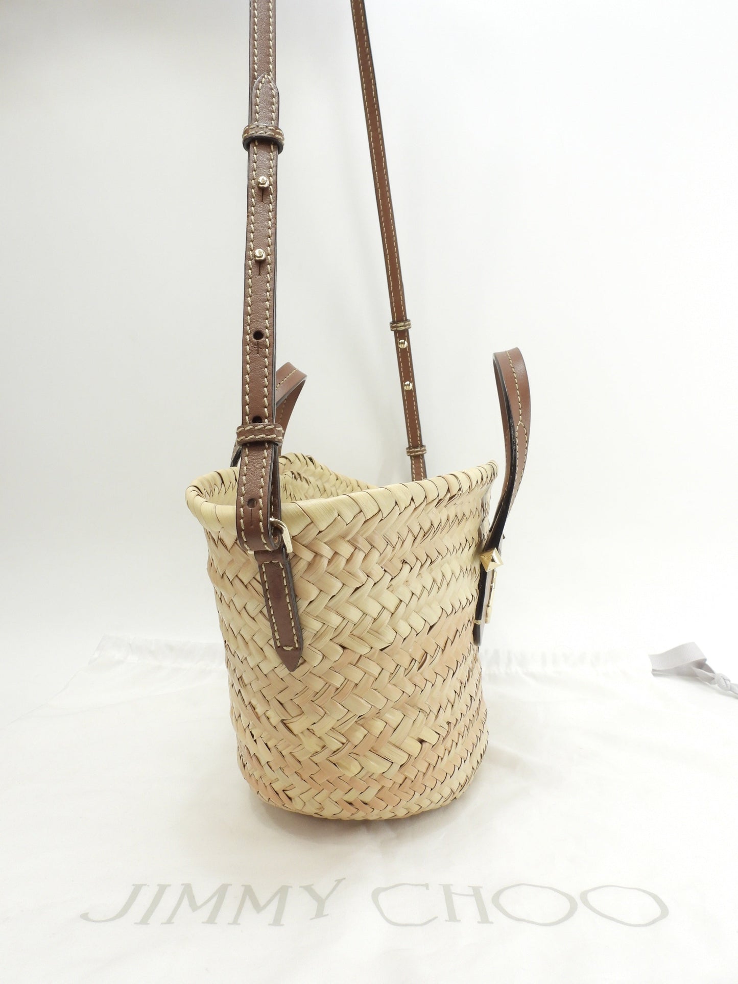 Borsa tote Jimmy Choo MAREESY con logo, rafia naturale/tan, borsa di paglia piccola @TWWHPT