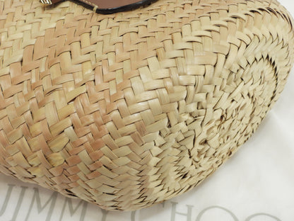Borsa tote Jimmy Choo MAREESY con logo, rafia naturale/tan, borsa di paglia piccola @TWWHPT