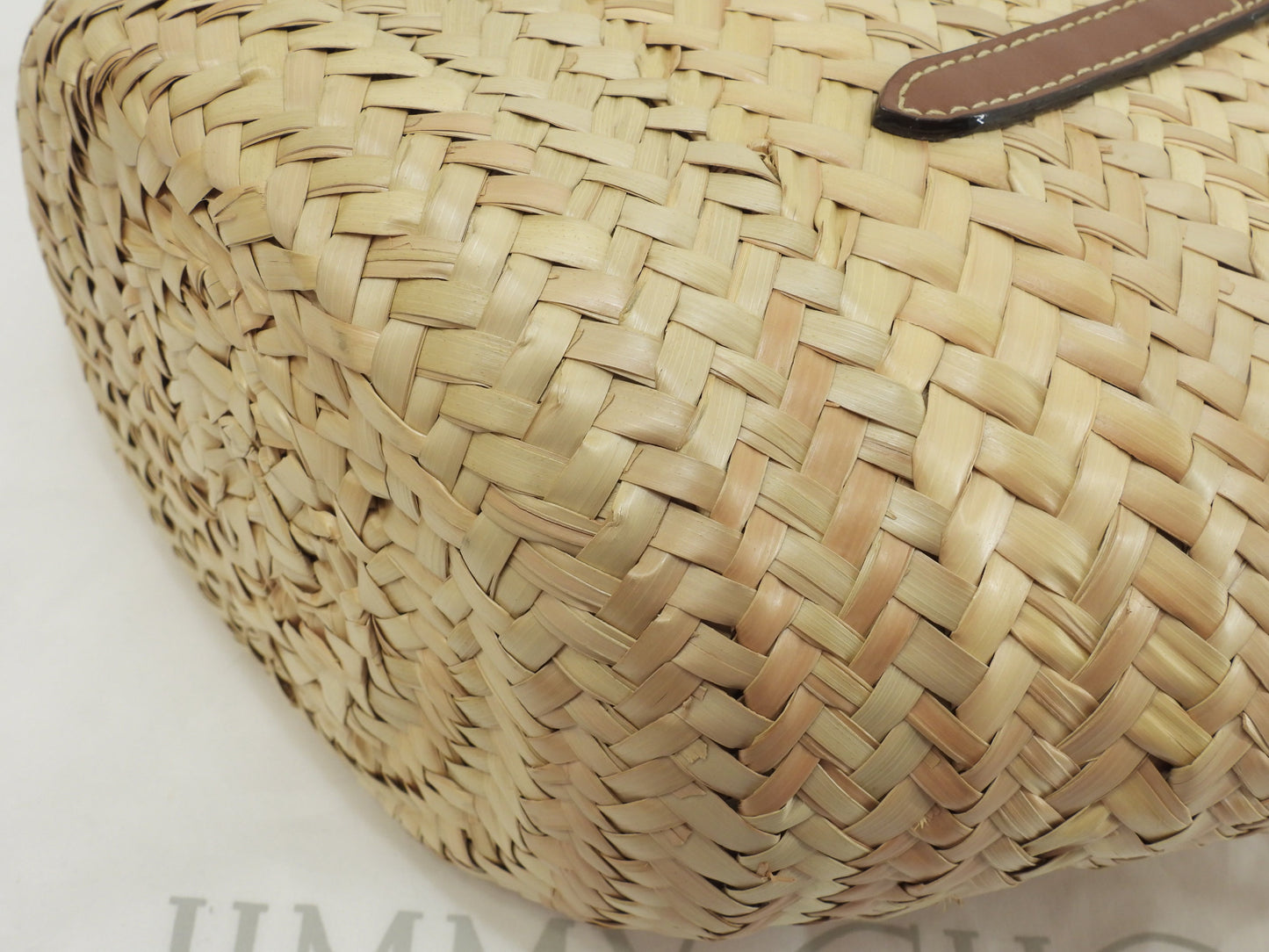 Borsa tote Jimmy Choo MAREESY con logo, rafia naturale/tan, borsa di paglia piccola @TWWHPT