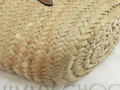 Borsa tote Jimmy Choo MAREESY con logo, rafia naturale/tan, borsa di paglia piccola @TWWHPT