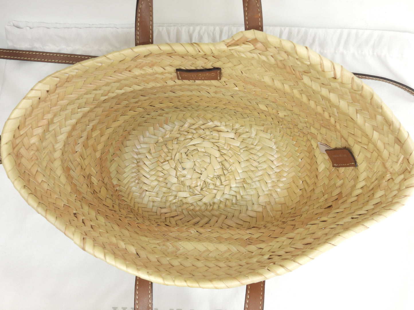 Borsa tote Jimmy Choo MAREESY con logo, rafia naturale/tan, borsa di paglia piccola @TWWHPT
