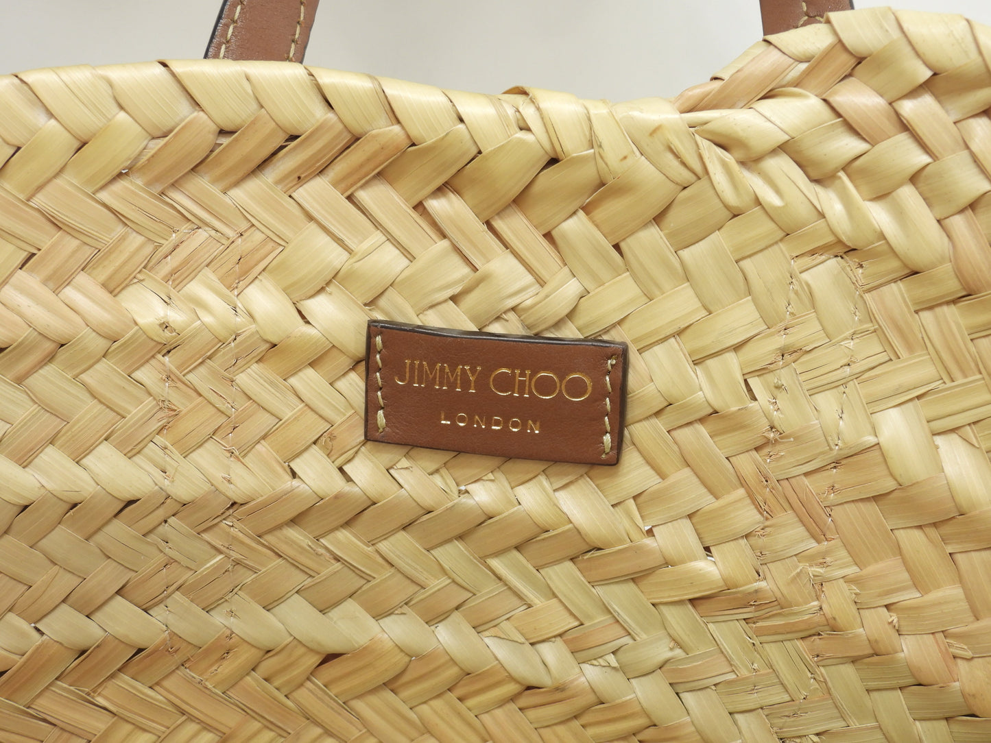 Borsa tote Jimmy Choo MAREESY con logo, rafia naturale/tan, borsa di paglia piccola @TWWHPT