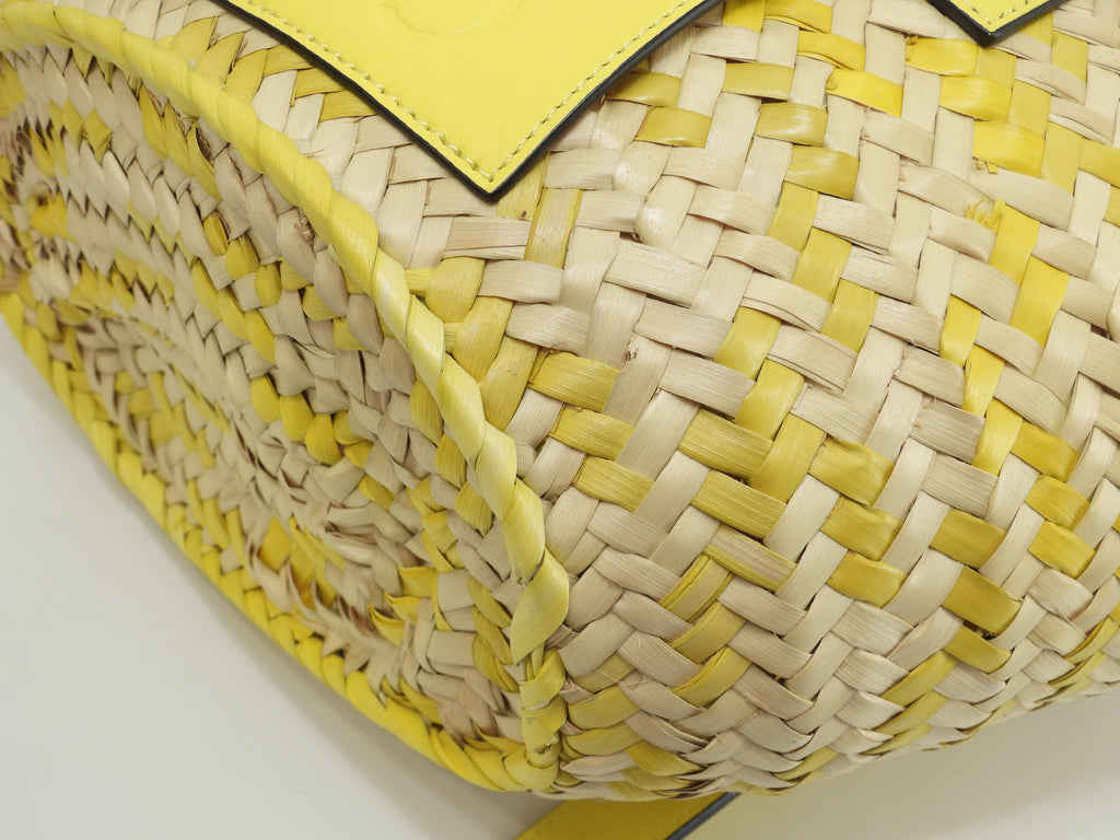 Loewe Basket Small Borsa di paglia in pelle gialla naturale, mai usata @412208