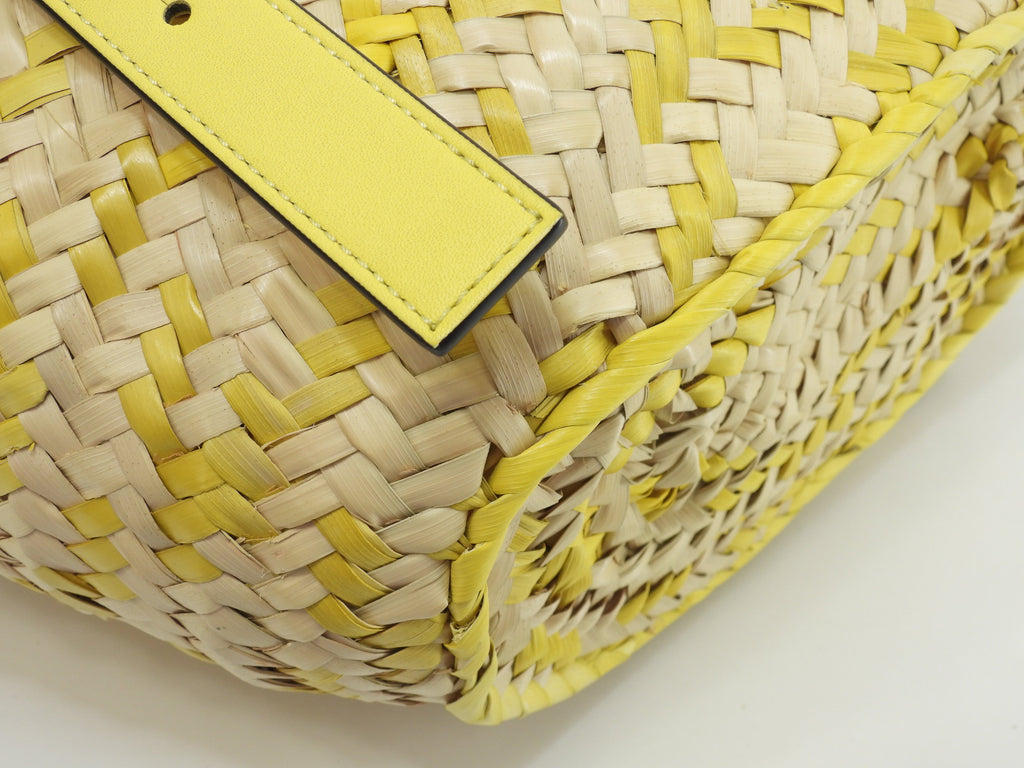 Loewe Basket Small Borsa di paglia in pelle gialla naturale, mai usata @412208
