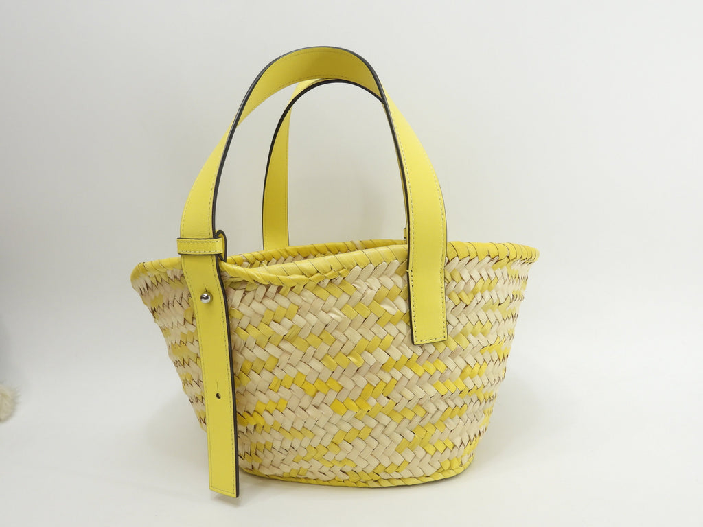 Loewe Basket Small Borsa di paglia in pelle gialla naturale, mai usata @412208