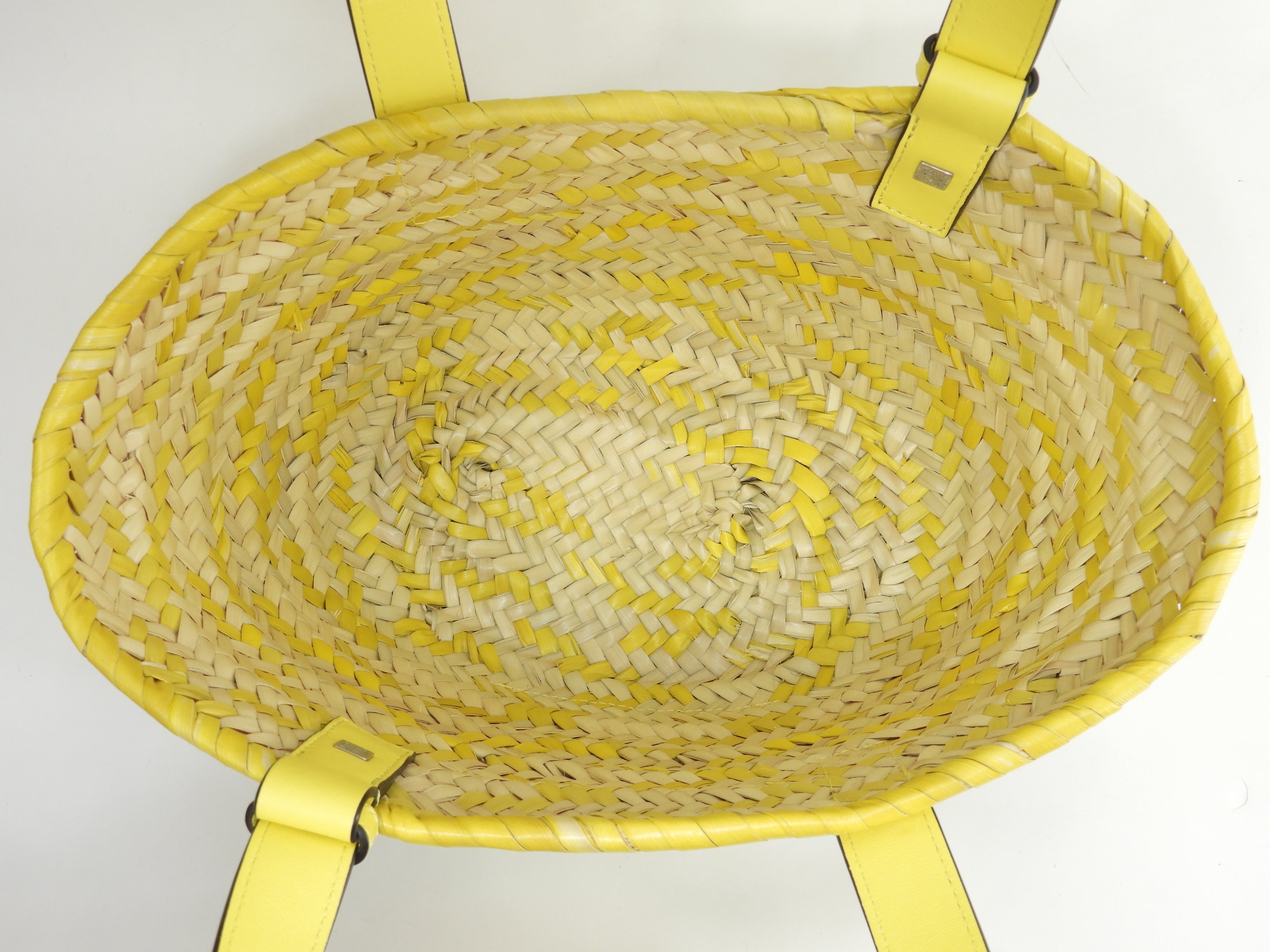 Loewe Basket Small Borsa di paglia in pelle gialla naturale, mai usata @412208