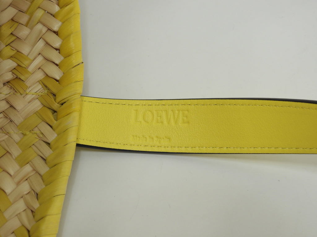 Loewe Basket Small Borsa di paglia in pelle gialla naturale, mai usata @412208
