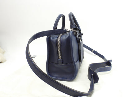 Loewe Amazona 23 in pelle blu, hardware color argento, pochette e mini borsa con tracolla staccabile, ottime condizioni @471510