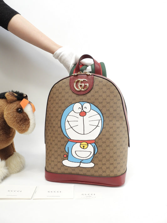 Gucci Zaino Doraemon Micro GG in pelle marrone e rossa, nuovo come da negozio @ 8