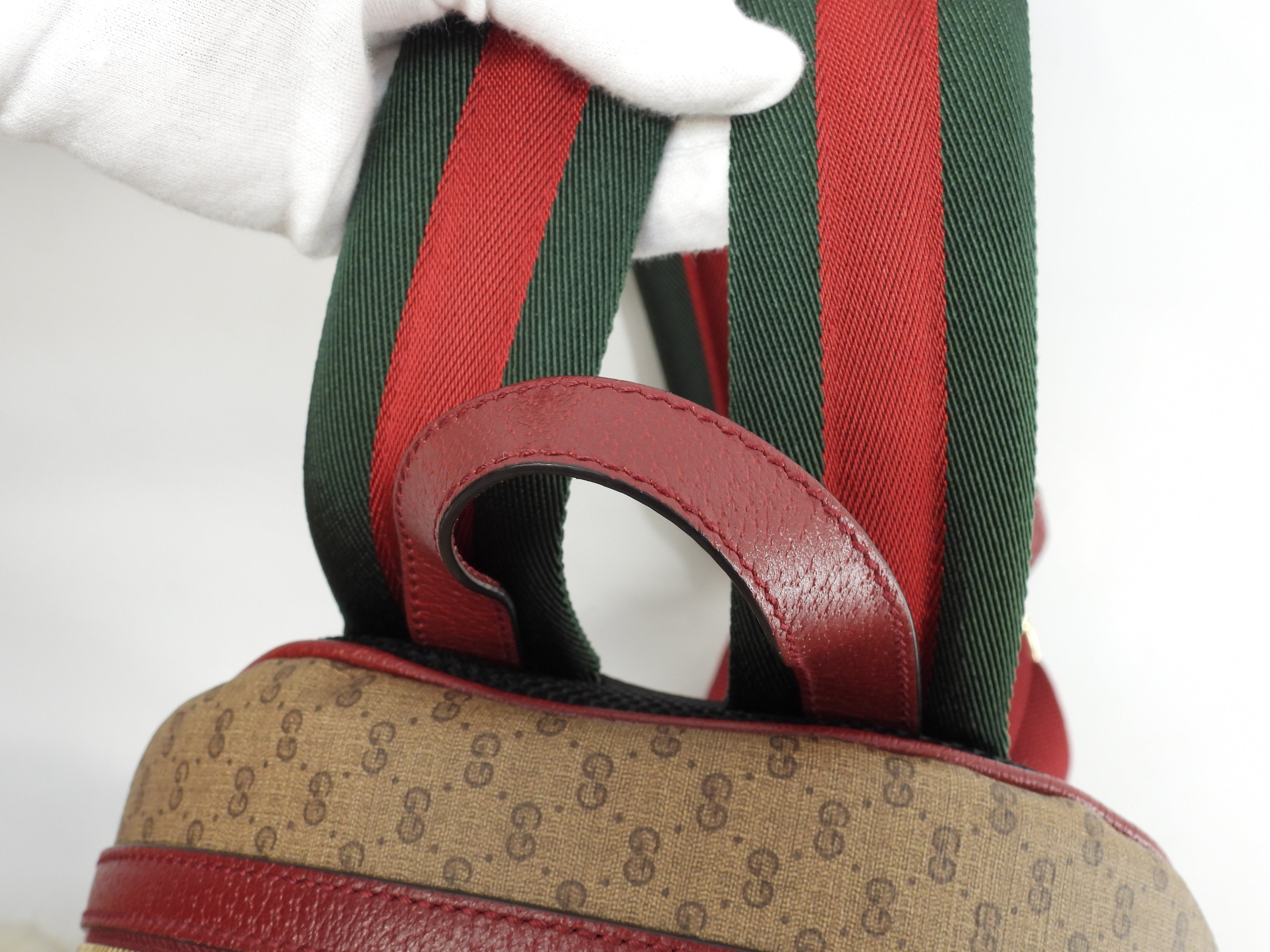 Gucci Zaino Doraemon Micro GG in pelle marrone e rossa, nuovo come da negozio @ 8