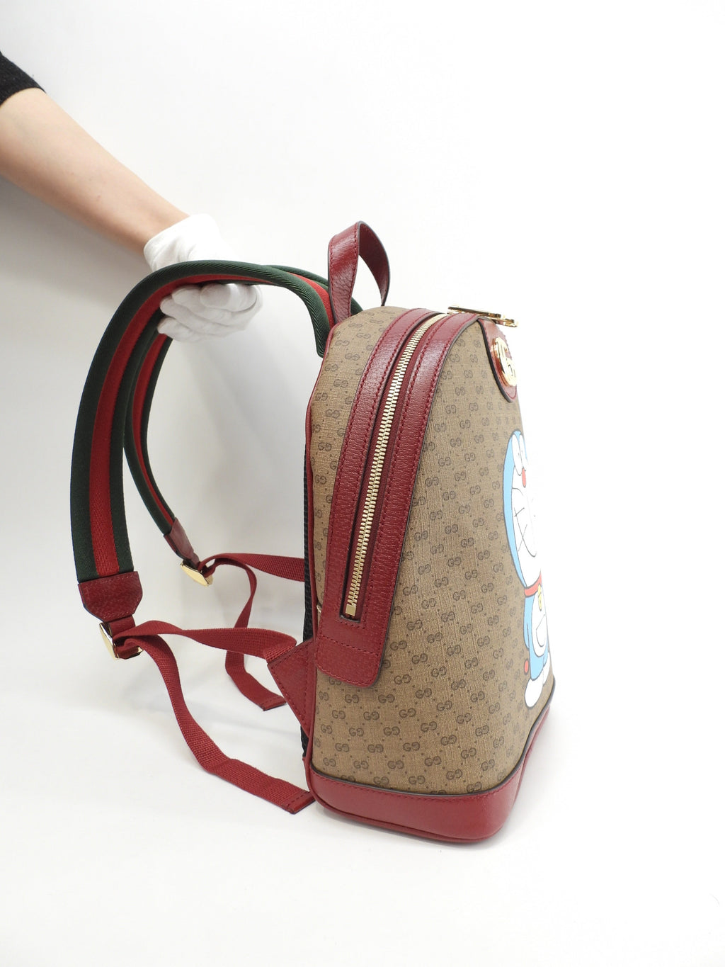 Gucci Zaino Doraemon Micro GG in pelle marrone e rossa, nuovo come da negozio @ 8