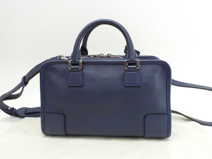 Loewe Amazona 23 in pelle blu, hardware color argento, pochette e mini borsa con tracolla staccabile, ottime condizioni @471510