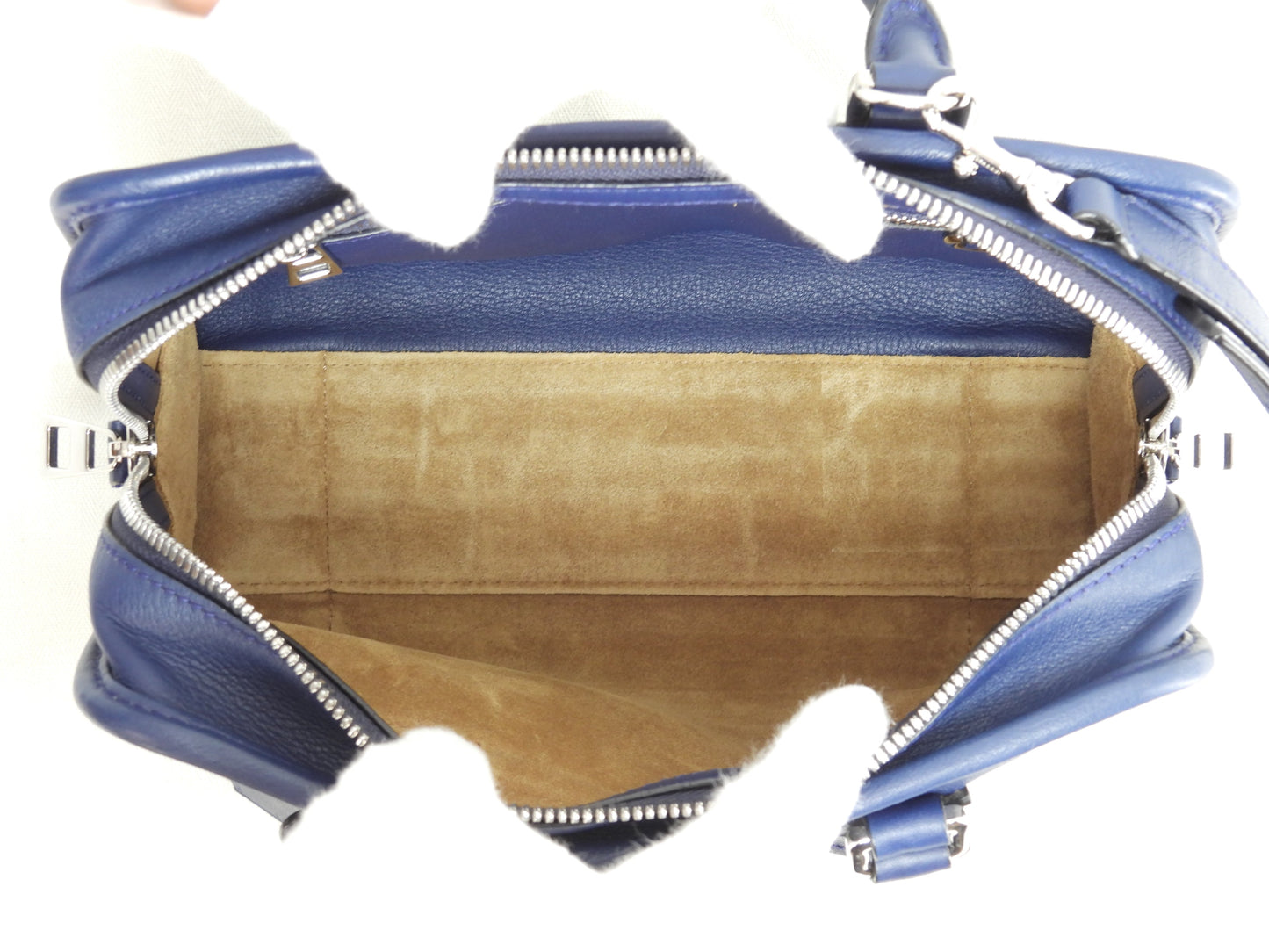 Loewe Amazona 23 in pelle blu, hardware color argento, pochette e mini borsa con tracolla staccabile, ottime condizioni @471510