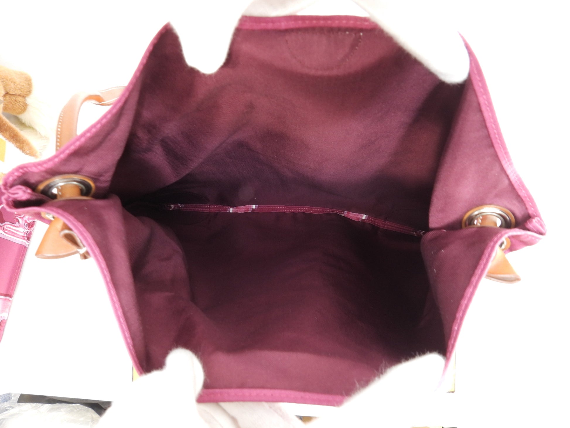 エルメス シルキーシティPM シルク/ピンク レザー茶 ショルダーバッグ 美品@□O