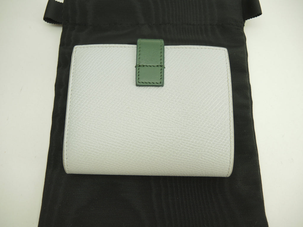 Celine Small Strap Wallet Essential in pelle azzurro/verde, portafoglio a due ante @W-9P-2271