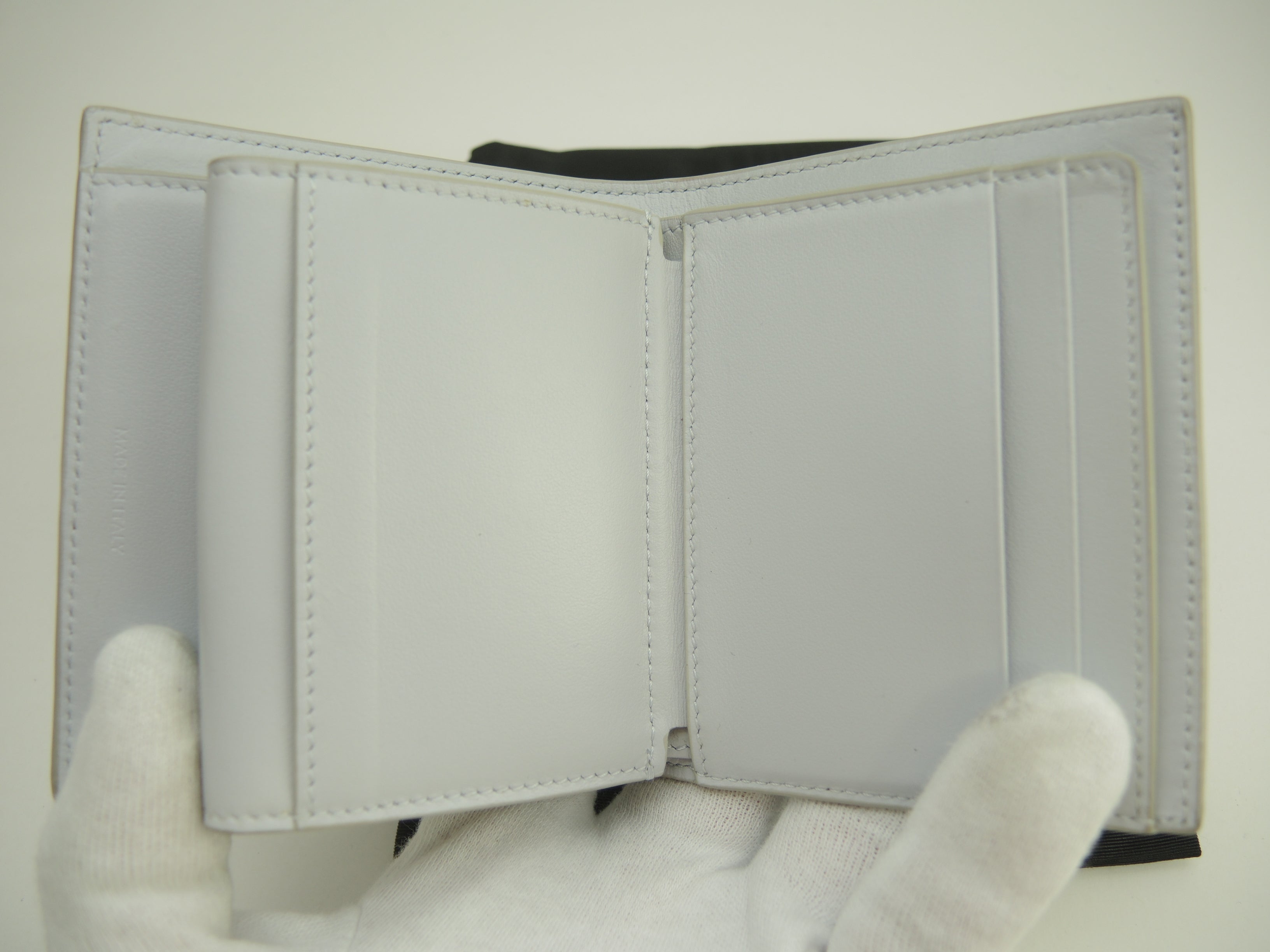 Celine Small Strap Wallet Essential in pelle azzurro/verde, portafoglio a due ante @W-9P-2271