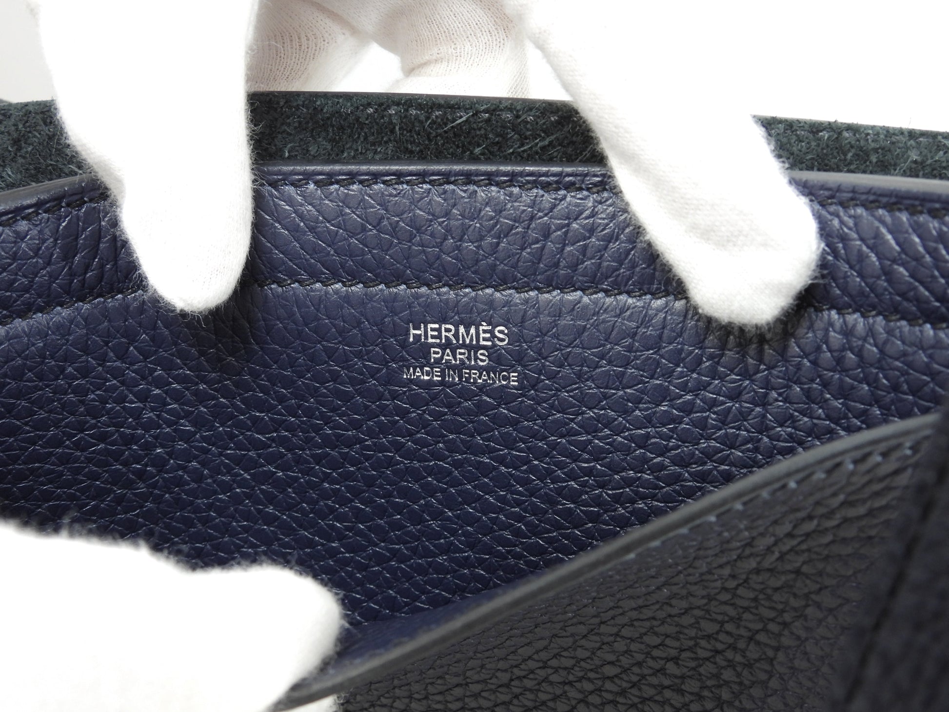 Hermès Cabasellier 31 Taurillon Clemence Nero Blu Borsa a mano Borsa a tracolla Come nuova@Z 2