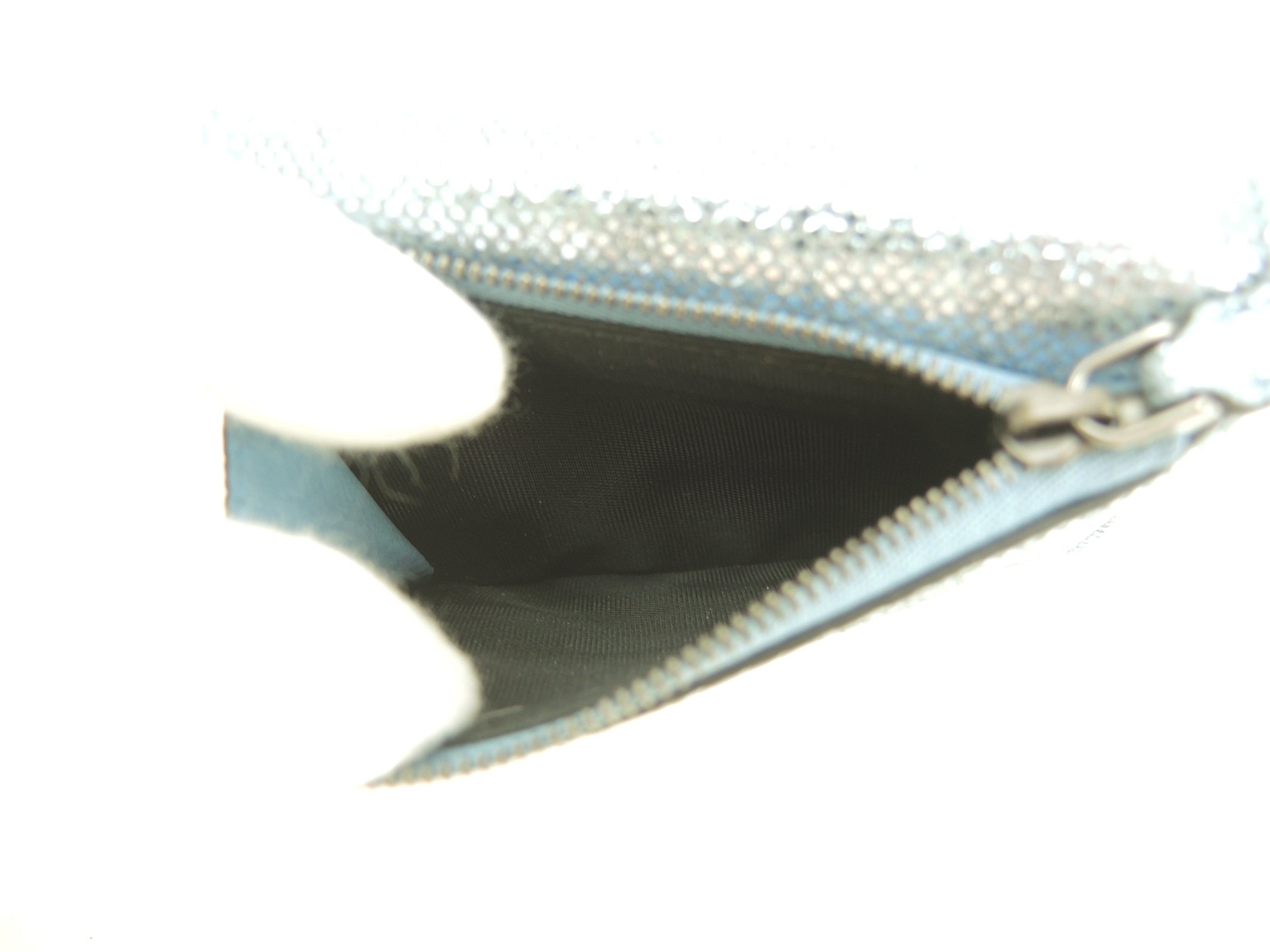 Bvlgari, portafoglio a tre ante Serpenti, pelle goffrata azzurra, mini portafoglio, nuovo con etichette@ 9