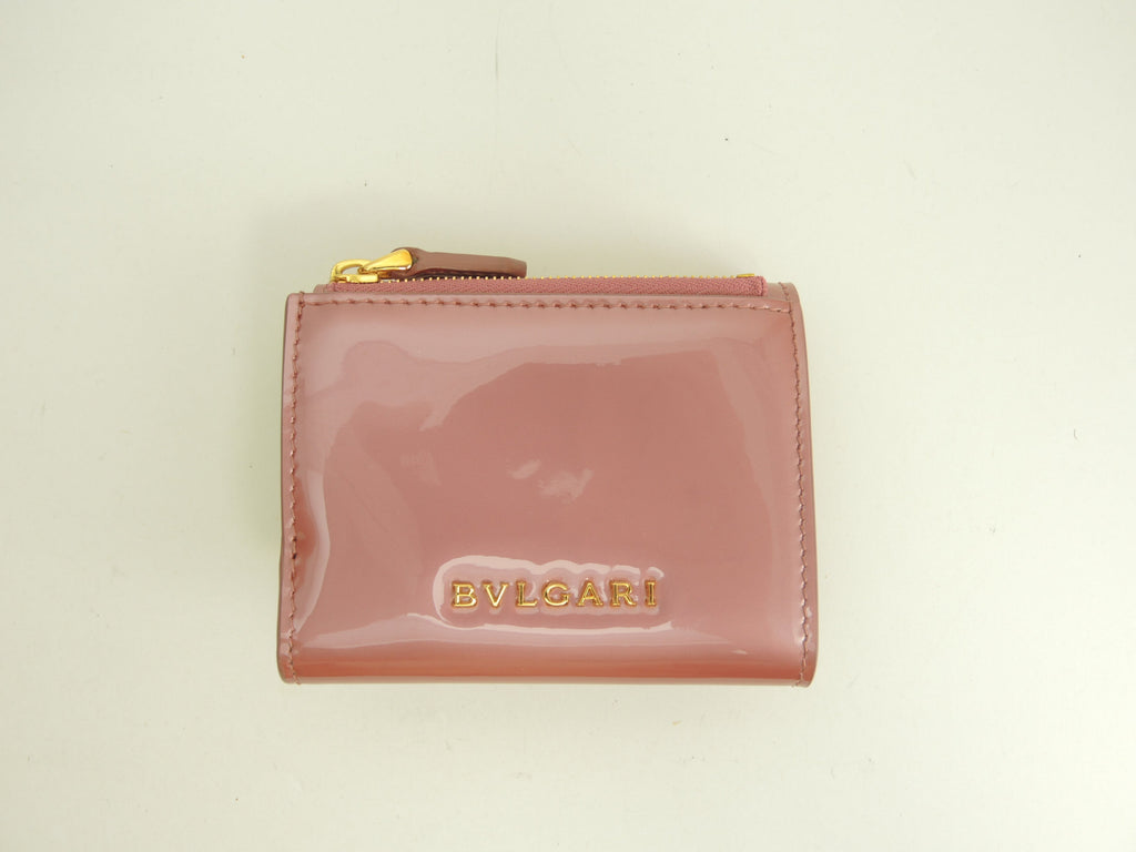 Bulgari portafoglio a tre ante Serpenti in pelle verniciata/rosa, Forever, portafoglio mini, nuovo @ 10