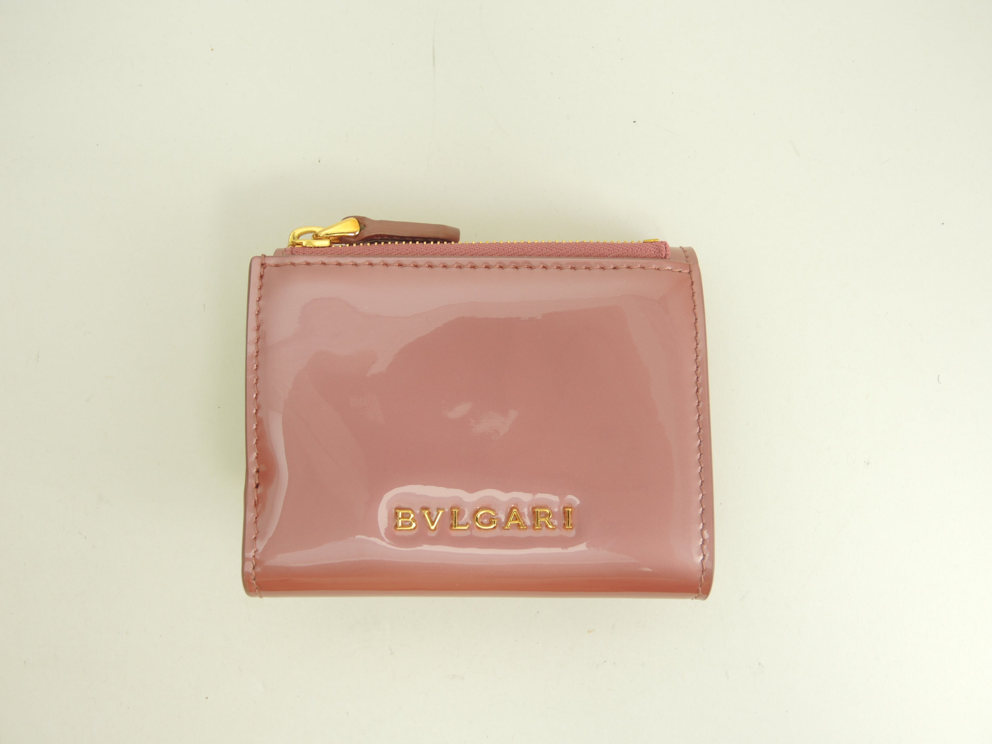 Bulgari portafoglio a tre ante Serpenti in pelle verniciata/rosa, Forever, portafoglio mini, nuovo @ 10